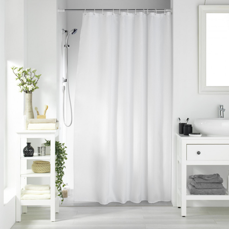 RIDEAU DE DOUCHE QUARTZ BLANC AVEC CROCH
