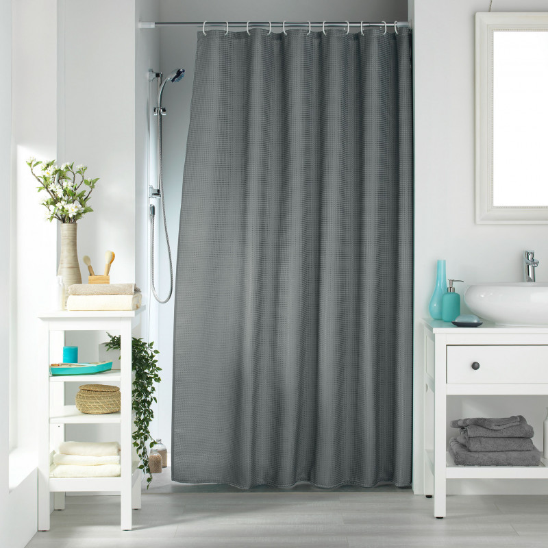 RIDEAU DE DOUCHE QUARTZ ANTHRACITE AVEC
