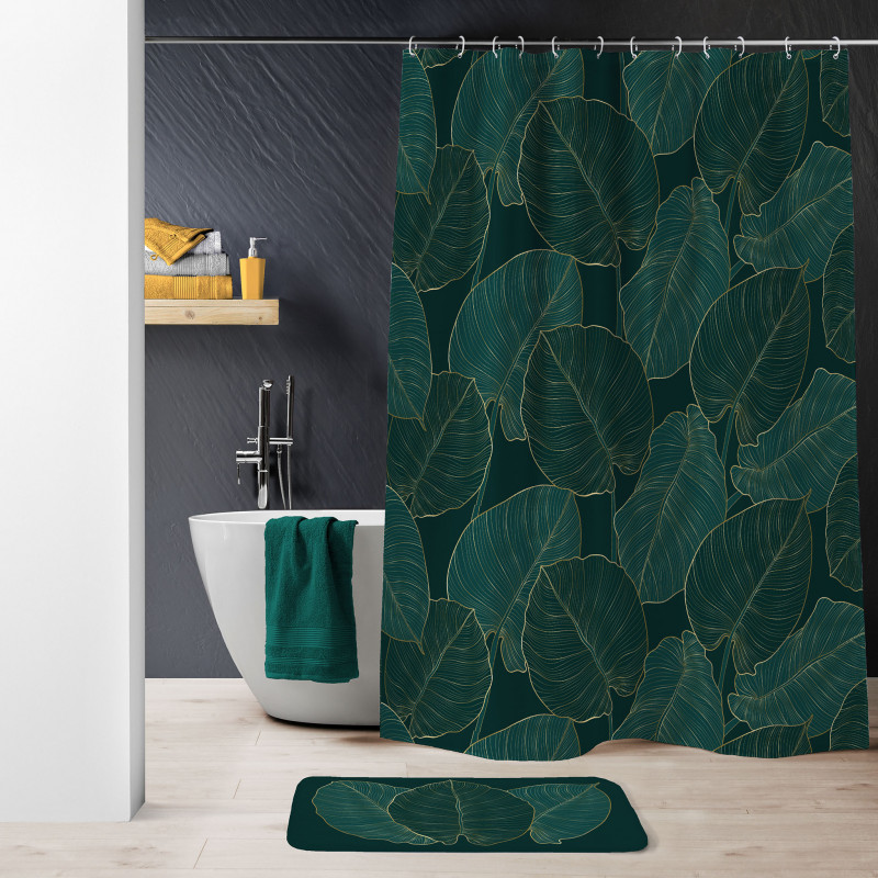 RIDEAU DE DOUCHE JADE +CROCHETS 180x200 RIDEAU DE DOUCHE JADE +CROCHETS 180x200