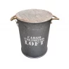Bidon coffre en métal zinc GM D40xH52cm