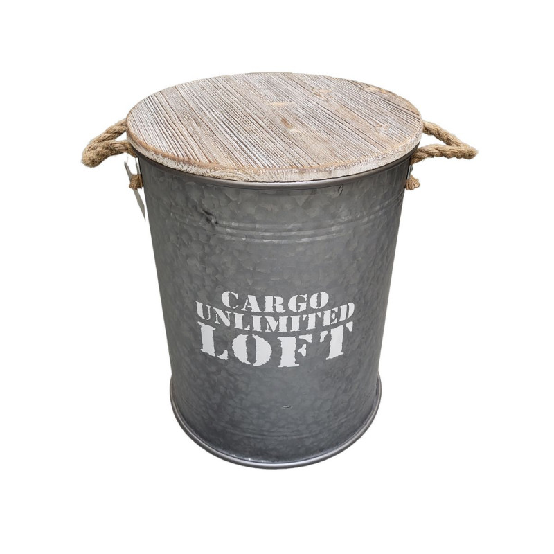 BIDON COFFRE EN METAL ZINC GM:40XH52CM