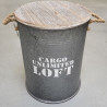 BIDON COFFRE EN METAL ZINC GM:40XH52CM