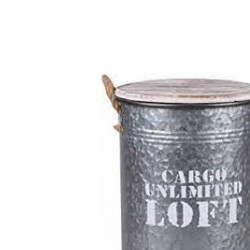 BIDON COFFRE EN METAL ZINC GM:40XH52CM