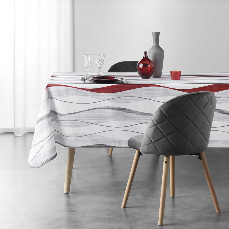 NAPPE ONDULYS BLANC ET ROUGE 150x240CM P NAPPE ONDULYS BLANC ET ROUGE 150x240CM P
