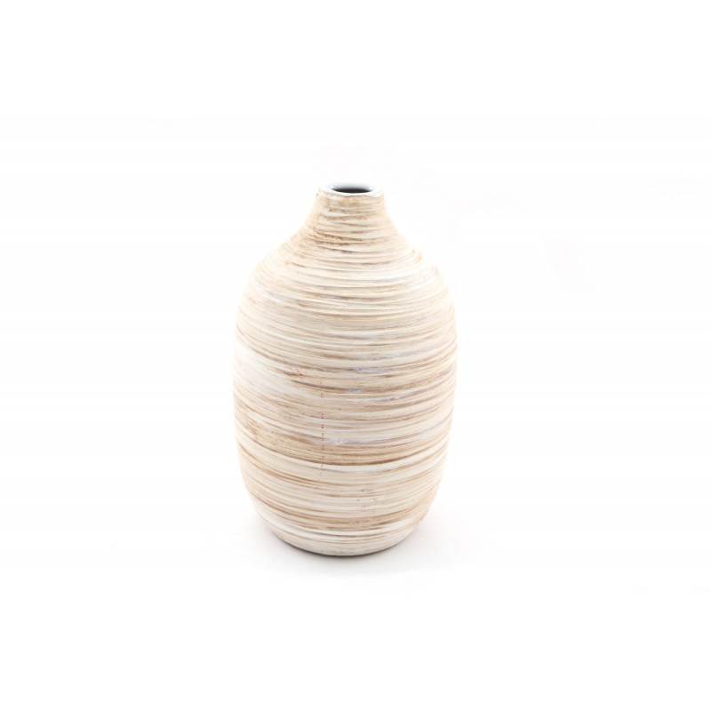 VASE NERVURE 14X22CM NATURE