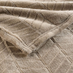 PLAID ARYA TAUPE 180x220CM FLANELLE RELI