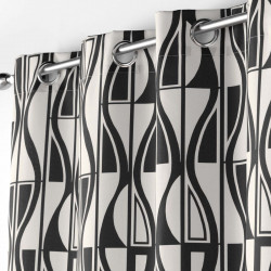 Rideau Ikaris polyester imprimé noir et blanc 140x260cm