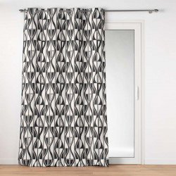 Rideau Ikaris polyester imprimé noir et blanc 140x260cm