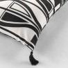 Coussin Ikaris avec pompons noir et blanc 30x50cm polyester imprimé