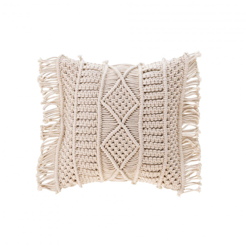 COUSSIN MACRALINA 40x40CM COTON MACRAME DEHOUSSABLE FRANGES