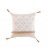 COUSSIN BAHINA BLANC POMPONS 40x40 CM POLYCOTON IMP.+JUTE DEHOUSSABLE D PLACE