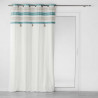 RIDEAU NATURALINE BLEU 140x240CM COTON UNI+TOP IMPRIME+POMPONS