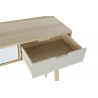 Console de bureau scandinave hévéa blanc naturel et taupe 2 tiroirs Console de bureau scandinave hévéa blanc naturel et taupe 2 tiroirs