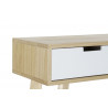 Console de bureau scandinave hévéa blanc naturel et taupe 2 tiroirs Console de bureau scandinave hévéa blanc naturel et taupe 2 tiroirs