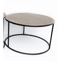 Table basse ronde aluminium dorée PM