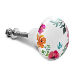 BOUTON DE MEUBLE FLEURS AQUARELL