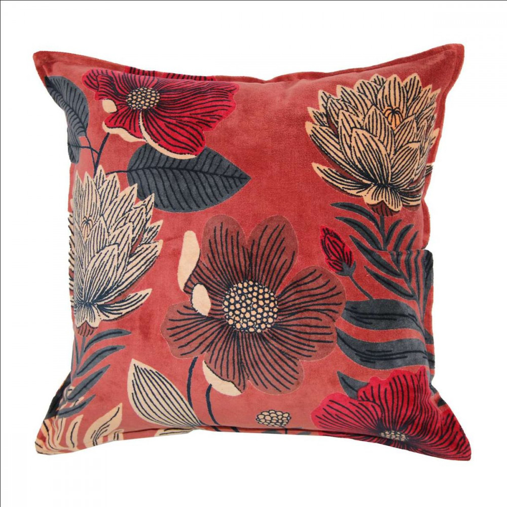 COUSSIN 45X45 FLORE BOIS DE ROSE