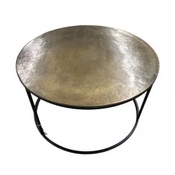 Table basse ronde aluminium dorée PM