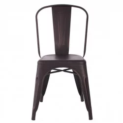 Chaise Dallas industrielle noir patiné or en métal l45xL52,50xH85cm