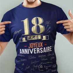 T-shirt à dédicacer homme anniversaire 18 ans