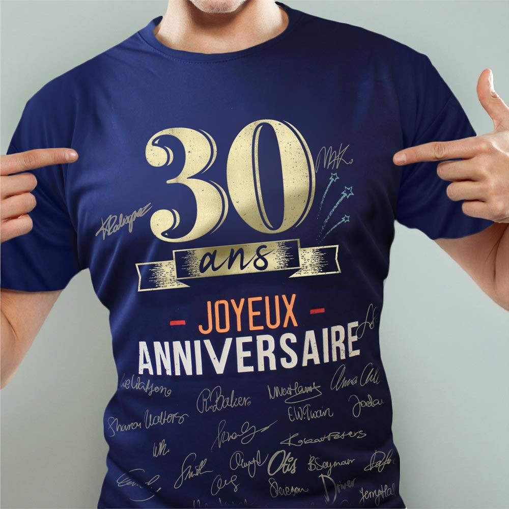 T-shirt à dédicacer homme anniversaire 30 ans