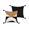 Coussin Chester avec pompons 40x40cm camel noir blanc
