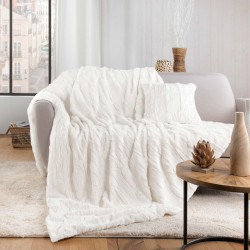 PLAID FOURRURE/SHERPA FOXY NATUREL 125X1