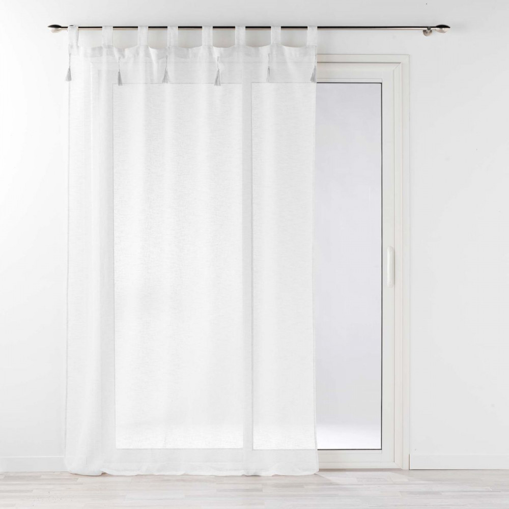 VOILE DALILA BLANC A PASSANTS+POMPONS 14