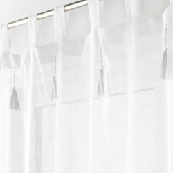 VOILE DALILA BLANC A PASSANTS+POMPONS 14