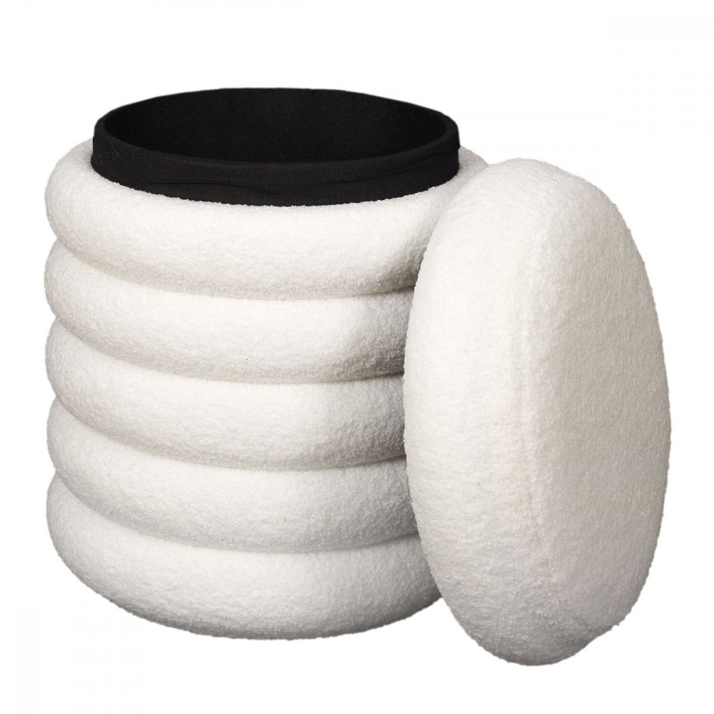 POUF RANGEMENT BOUCLETTE FREYA BLANC POUF RANGEMENT BOUCLETTE FREYA BLANC