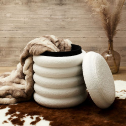 POUF RANGEMENT BOUCLETTE FREYA BLANC
