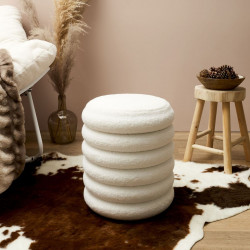POUF RANGEMENT BOUCLETTE FREYA BLANC
