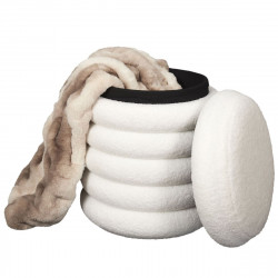 POUF RANGEMENT BOUCLETTE FREYA BLANC