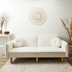 CANAPE CONVERTIBLE BOUCLETTE BLANC