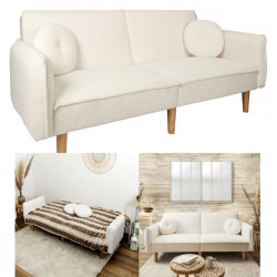 CANAPE CONVERTIBLE BOUCLETTE BLANC
