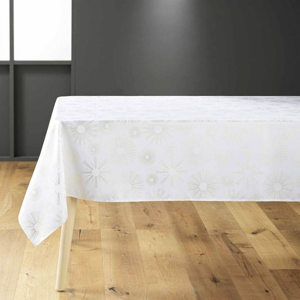 NAPPE PAMPILLE BLANC/OR 150x240CM