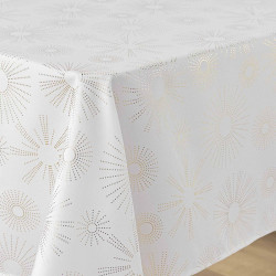 NAPPE PAMPILLE BLANC/OR 150x300CM