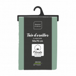 TAIE D'OREILLER PERCALINE TILLEUL 50x70C