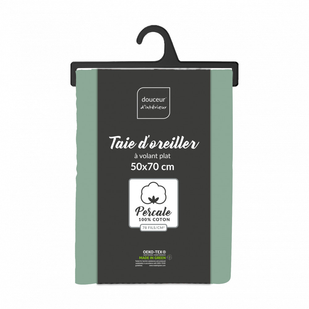 Taie d'oreiller Percaline tilleul 50x70cm