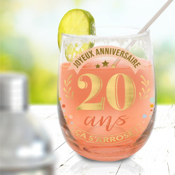 Verre rond cadeau 20 ans