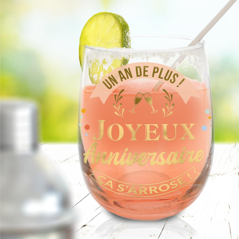 VERRE ROND CADEAU&nbsp; ANNIVERSAIRE