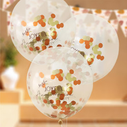 Sachet de 6 ballons terracotta or confettis joyeux anniversaire