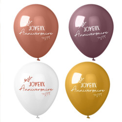 Sachet 8 ballons terracotta joyeux anniversaire