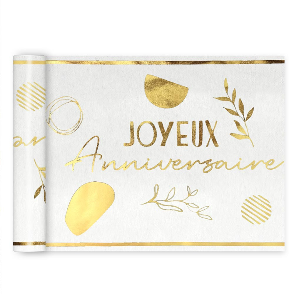 Chemin de table joyeux anniversaire TERRACOTTA