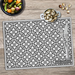 SET DE TABLE CARREAU CIMENT GRIS "BON AP