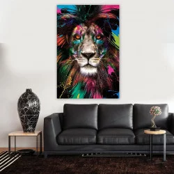 Toile lion multicolore 80x120cm