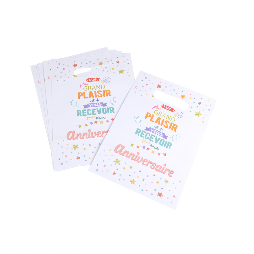 SACS A BONBONS ANNIVERSAIRE COLORE X6 EN
