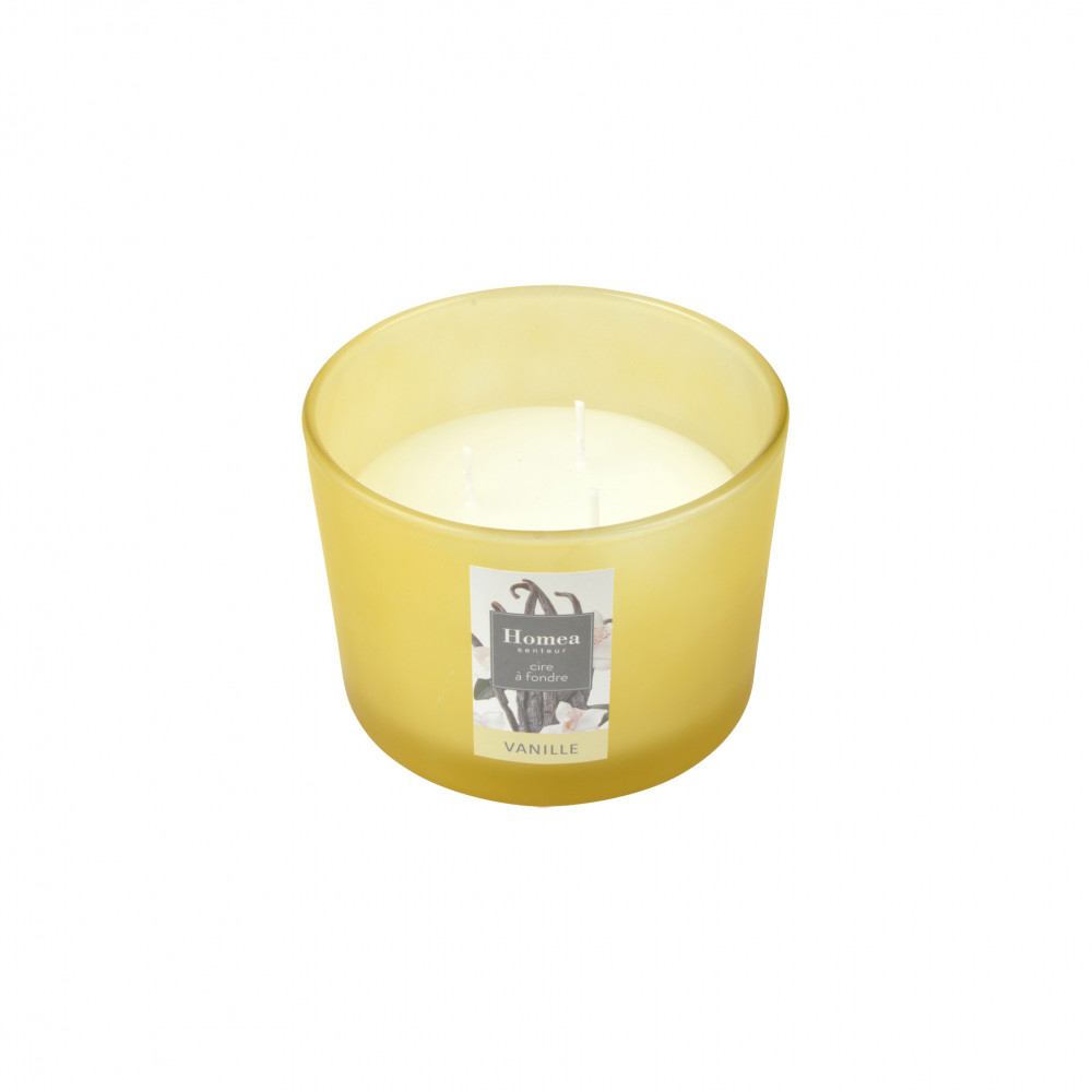 BOUGIE VERRINE 3 MECHES VANILLE D11X8CM