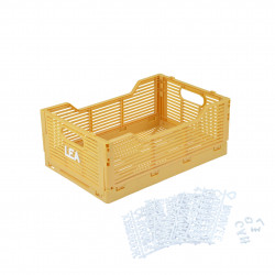 Cagette pliable ocre empilable taille M 30x20x11.5cm