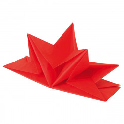 SERVIETTES PRE PLIEES ROUGE X12 EN PAPIE
